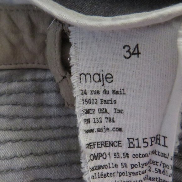 Maje Gray Denim Skinny Jeans, Lamb Suede Detail, Low Rise - Picture 4 of 11